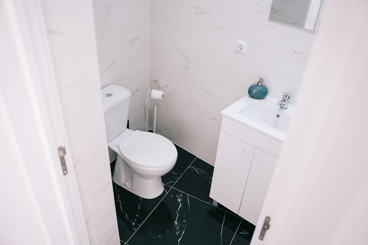 Neutral bathroom scene symbolizing whether peeing after sex can prevent pregnancy