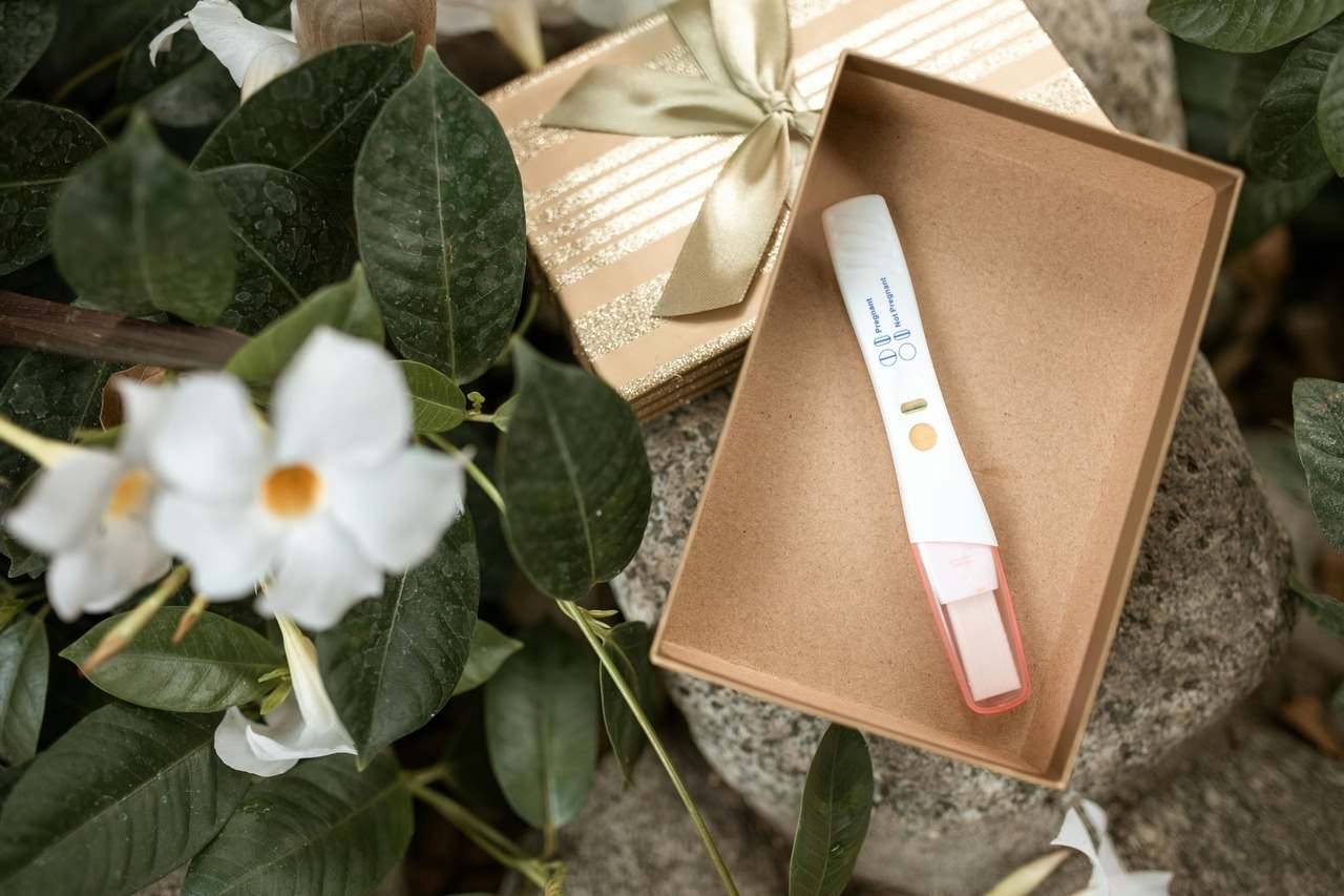 Positive ovulation test showing a distinct test and control line