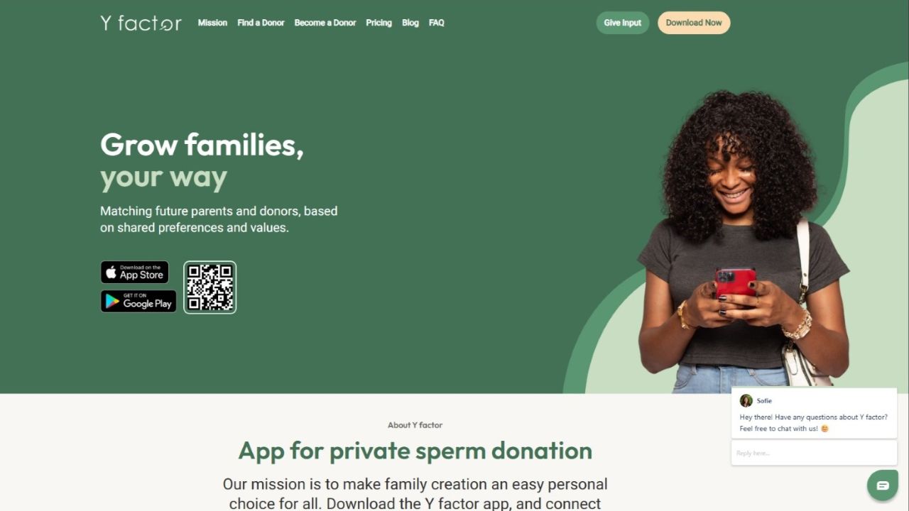 Y factor landing page: matching sa mga pribadong sperm donor