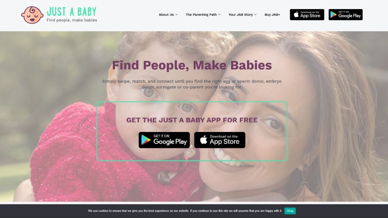 โฮมเพจ Just a Baby: แมตช์สำหรับการบริจาคอสุจิ การบริจาคไข่ และโคพาเรนติ้ง